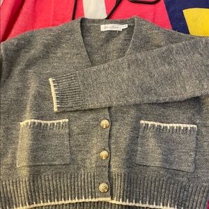 All in Favor Gray Cardigan with Button Front